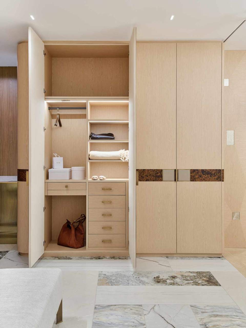 Faura showroom bespoke wardrobe detail, Westminster London