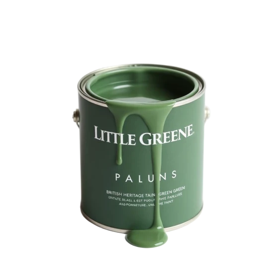 Little Greene heritage paint tin in sage green